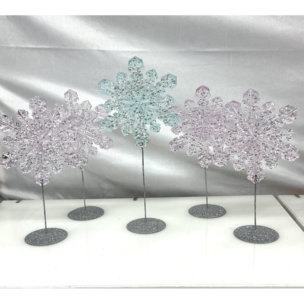 Decorative snowflakes with plastic and rhinestones party,Christmas NY Set of 5 - Picture 2 of 11
